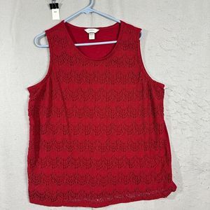 CJ Banks Womens Vest Sleeveless Lace Outer Blouse Red Pullover Plus Size 2X